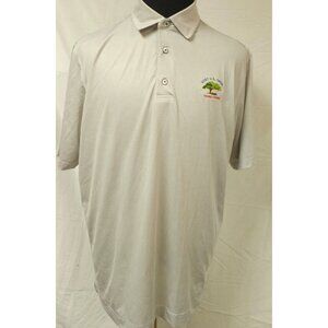 FJ Foot Joy Men Large Beige Geometric 121ST US Open Torrey Pines Logo Polo Shirt
